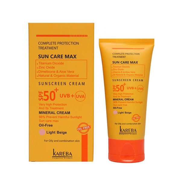 کرم ضد آفتاب پوست چرب کاربا بژ روشن Kareba Sunscreen oil free