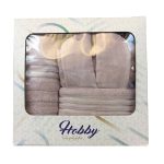 ست حوله هوبی دوخت تبریز – رنگ ثابت و آبگیری فوق‌العاده (Hobby Towel Set) رنگ یاسی