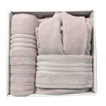 ست حوله هوبی دوخت تبریز – رنگ ثابت و آبگیری فوق‌العاده (Hobby Towel Set) رنگ یاسی