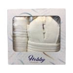 ست حوله هوبی دوخت تبریز – رنگ ثابت و آبگیری فوق‌العاده (Hobby Towel Set) رنگ سفید