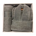 ست حوله هوبی دوخت تبریز – رنگ ثابت و آبگیری فوق‌العاده (Hobby Towel Set) رنگ خاکستری تیره