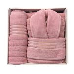 ست حوله هوبی دوخت تبریز – رنگ ثابت و آبگیری فوق‌العاده (Hobby Towel Set) - رنگ صورتی تیره