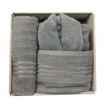 ست حوله هوبی دوخت تبریز – رنگ ثابت و آبگیری فوق‌العاده (Hobby Towel Set) رنگ خاکستری روشن