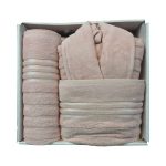 ست حوله هوبی دوخت تبریز – رنگ ثابت و آبگیری فوق‌العاده (Hobby Towel Set) رنگ صورتی روشن