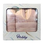 ست حوله هوبی دوخت تبریز – رنگ ثابت و آبگیری فوق‌العاده (Hobby Towel Set) رنگ صورتی روشن
