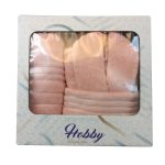 ست حوله هوبی دوخت تبریز گلبهی رنگ Hobby Towel Set