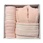 ست حوله هوبی دوخت تبریز گلبهی رنگ Hobby Towel Set