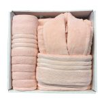 ست حوله هوبی دوخت تبریز – رنگ ثابت و آبگیری فوق‌العاده (Hobby Towel Set) رنگ صورتی